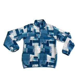 Patagonia Synchilla T Snap Women’s Medium Patchwork Pattern Blue